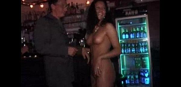  wild girl dancing nude at the bar